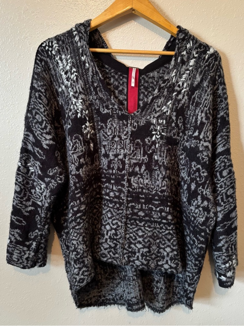 Free people raggy oversized knit hoodie